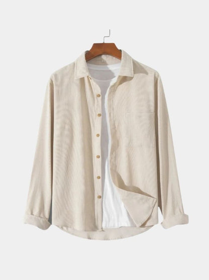 Camisa casual de pana sólida - <tc>Cross & Crown</tc>
