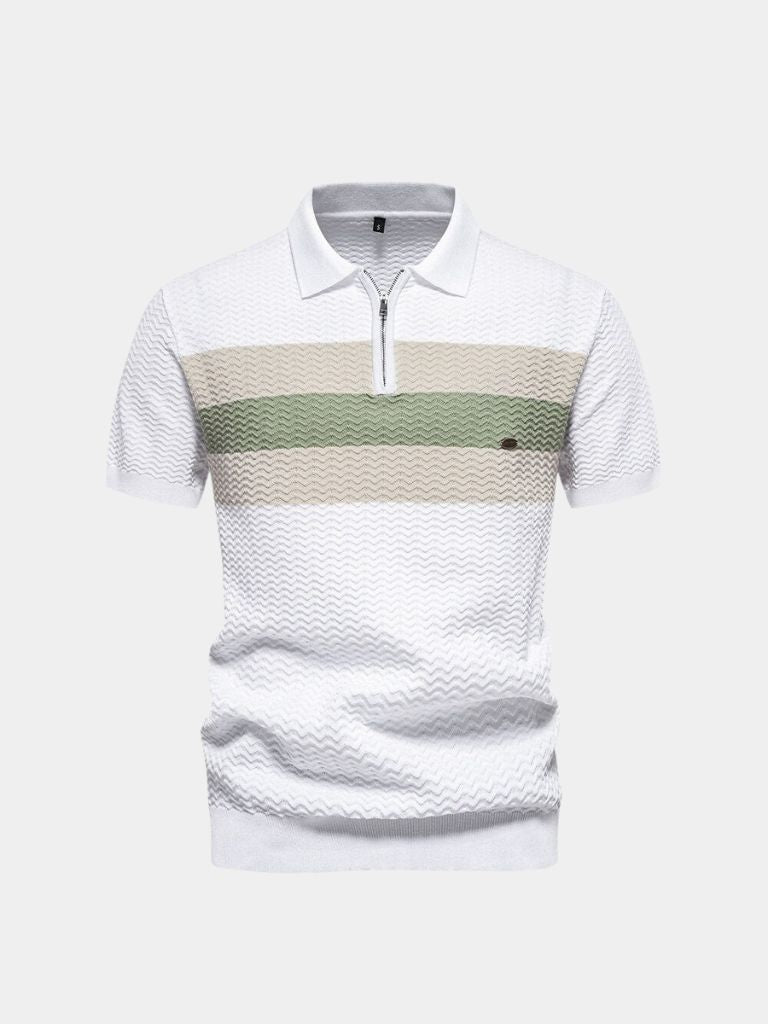 Classic Fit Quarter Zip Business Casual Short Sleeves Polo - Cross & Crown