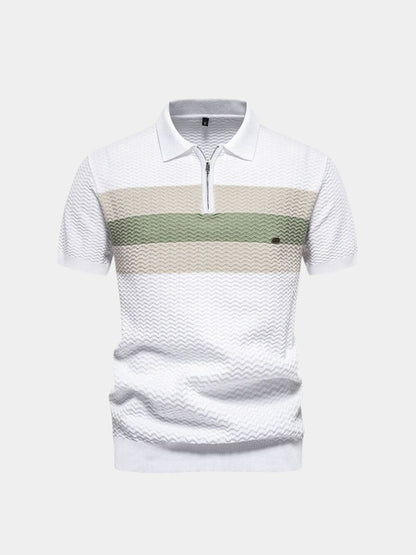 Classic Fit Quarter Zip Business Casual Short Sleeves Polo - Cross & Crown