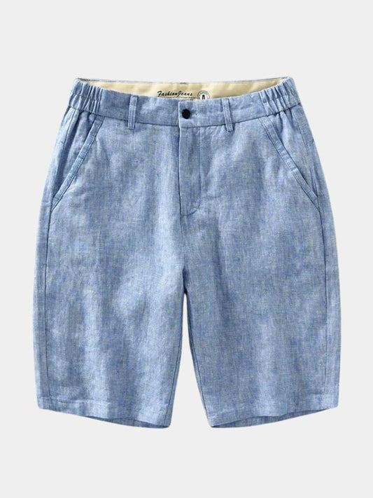 Bleu Horizon Linen Shorts - Cross & Crown