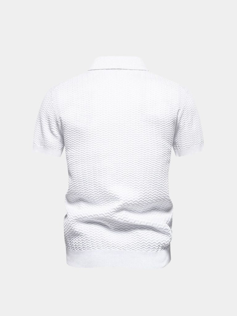 Classic Fit Quarter Zip Business Casual Short Sleeves Polo - Cross & Crown