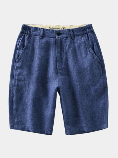 Bleu Horizon Linen Shorts - Cross & Crown