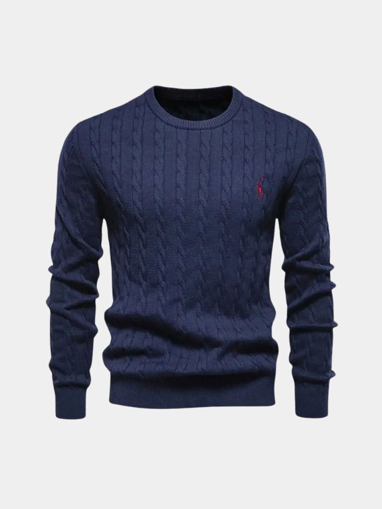 Cotton  Crew Neck Pullover Sweater - Cross & Crown