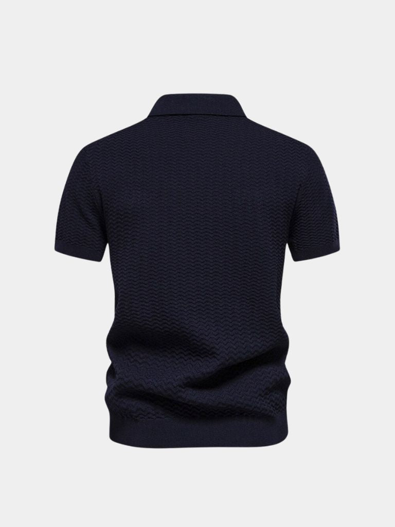 Classic Fit Quarter Zip Business Casual Short Sleeves Polo - Cross & Crown