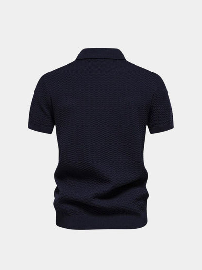 Classic Fit Quarter Zip Business Casual Short Sleeves Polo - Cross & Crown