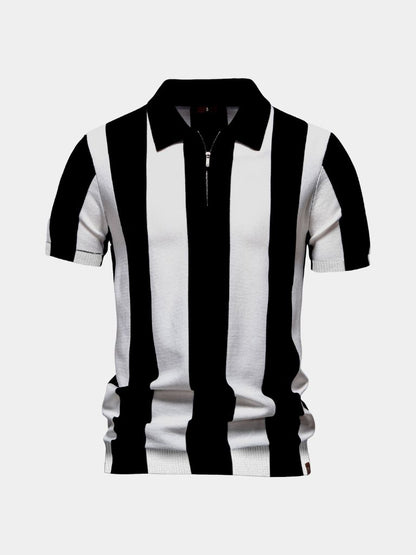 Navy Stripe Polo - Cross & Crown