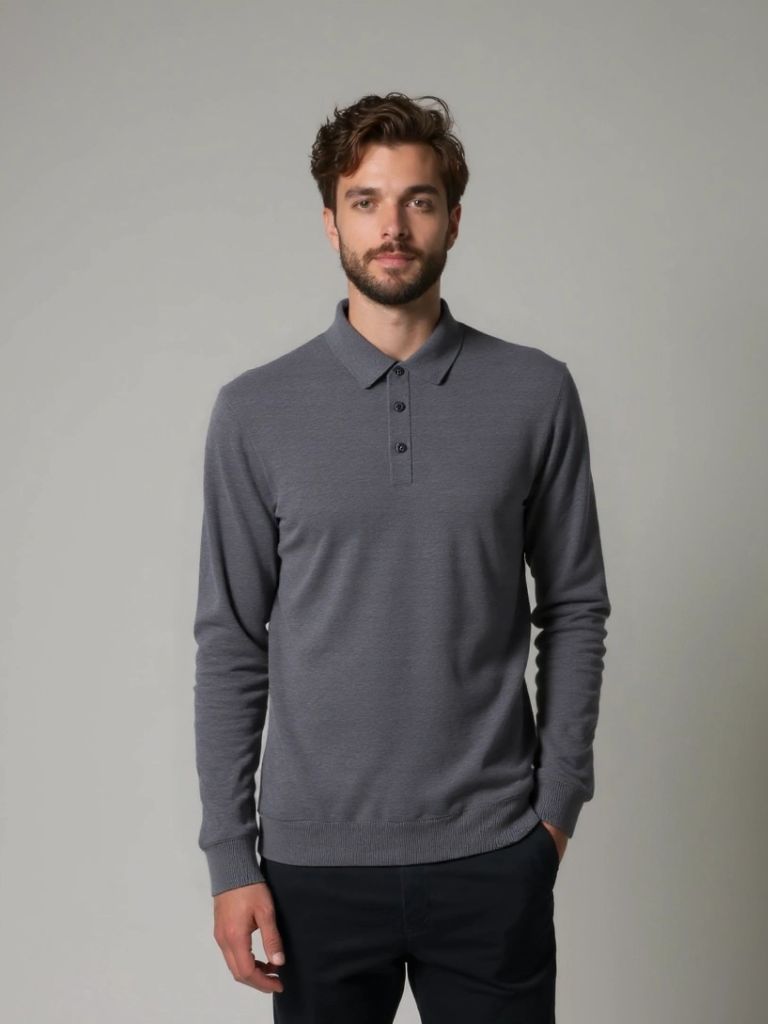 Wool Knit Button Up Polo Pullover - Cross & Crown