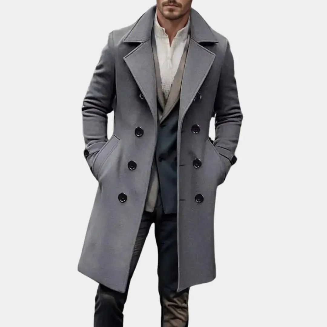 Men's autumn and winter new collection men's coat casual fashion double breasted mid length men's top coat Cross & Crown