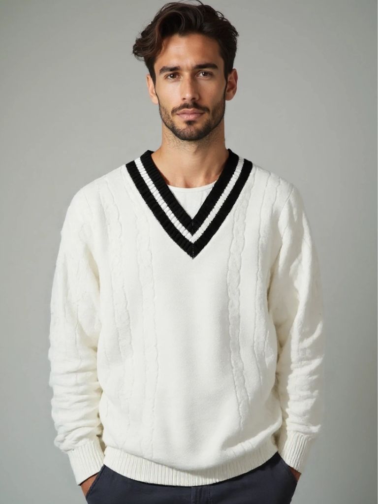 Minimalist V-Neck Sweater - Cross & Crown