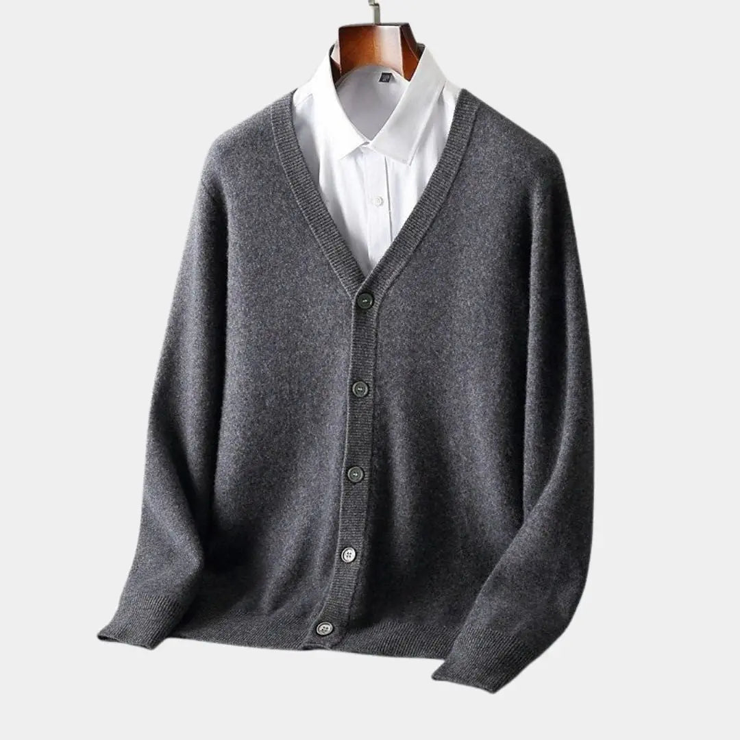 100% Merino Wool V Neck Knitwear Cardigan Sweater - Cross & Crown Cross & Crown