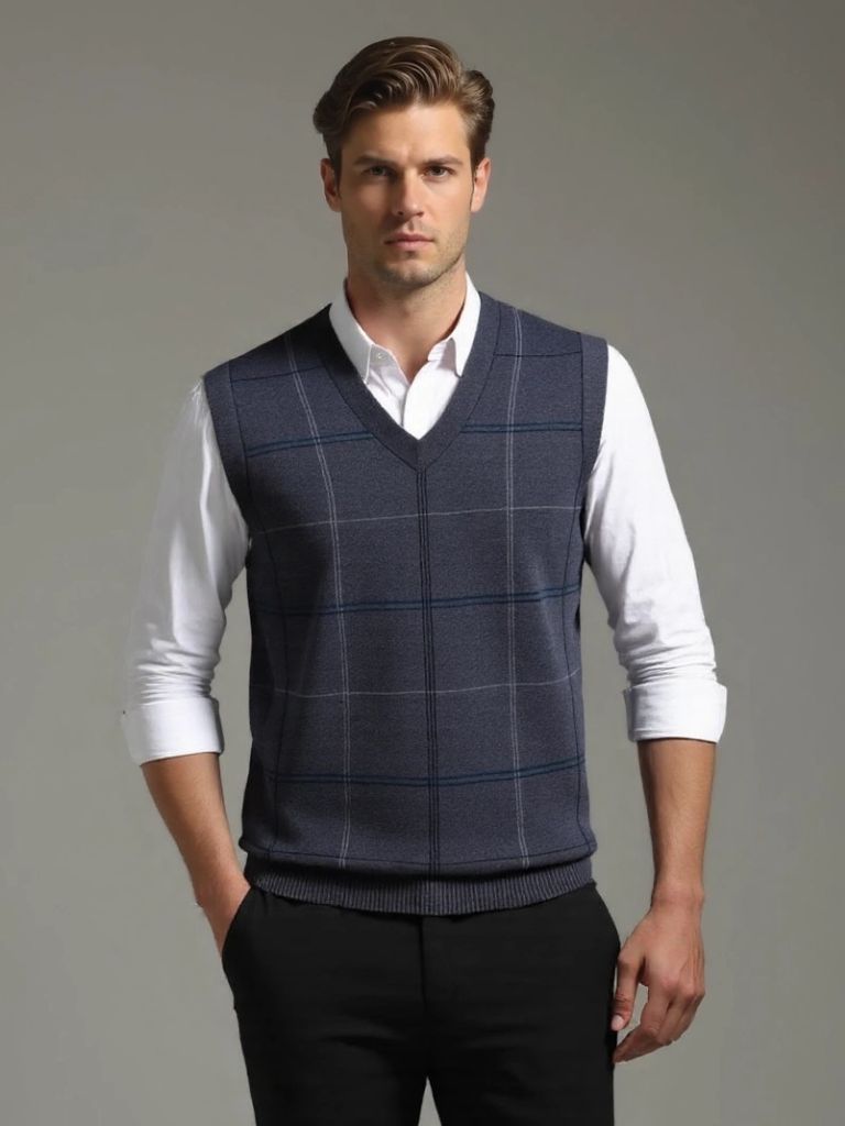 Academic Checkered Kinit Vest - Cross & Crown