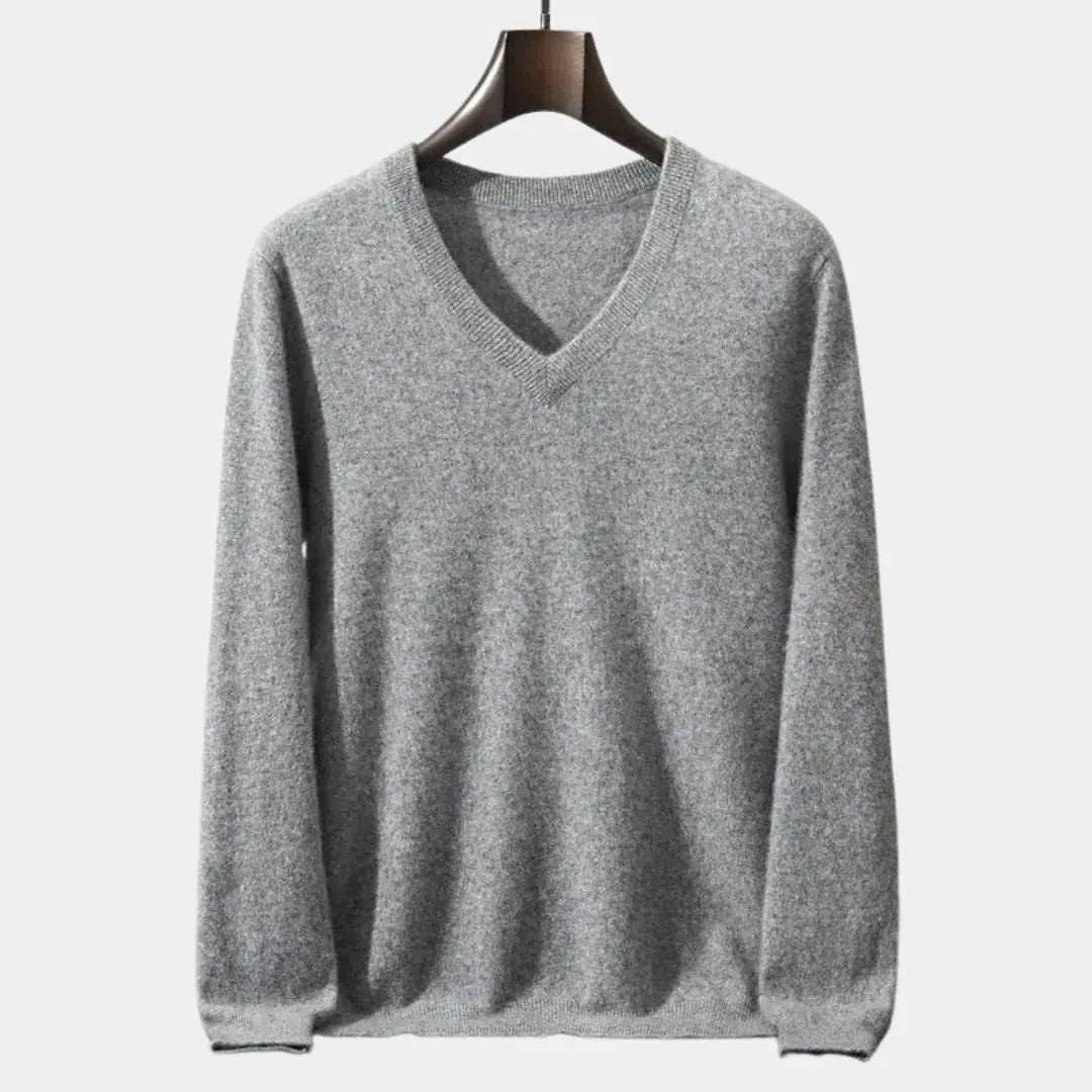 Cashmere V Neck Knitwear Sweater Cross & Crown