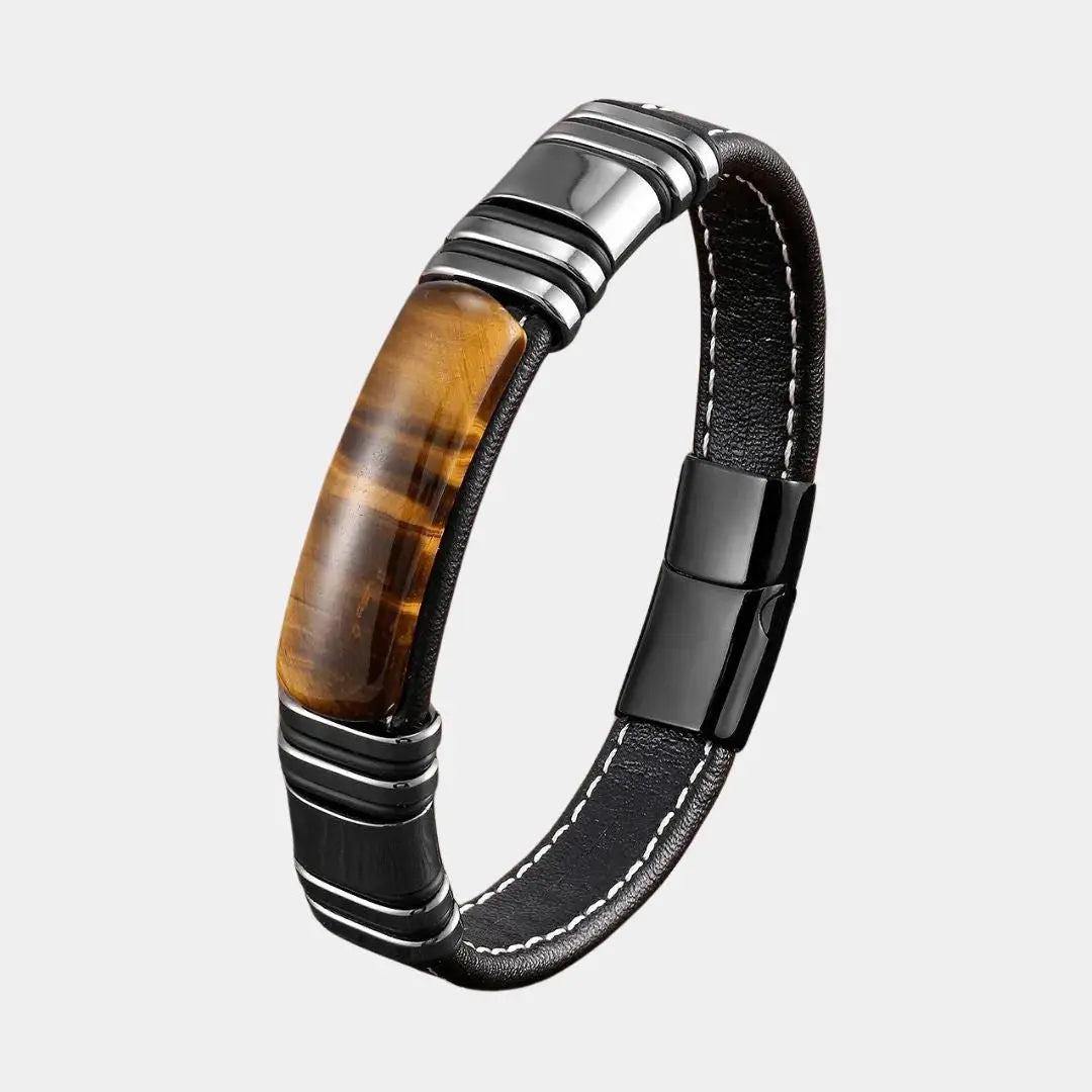 100% Natural Arc Tiger Eye Bracelet For Men Charm Stainless Steel Accessories Bangles 2021 Women Bracelet Fashion Jewelry Gifts Cross & Crown