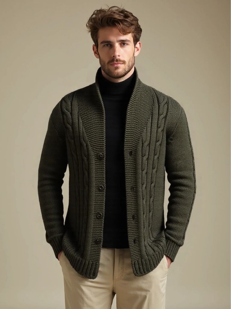 Men's Elegant Knit Cardigan - Cross & Crown