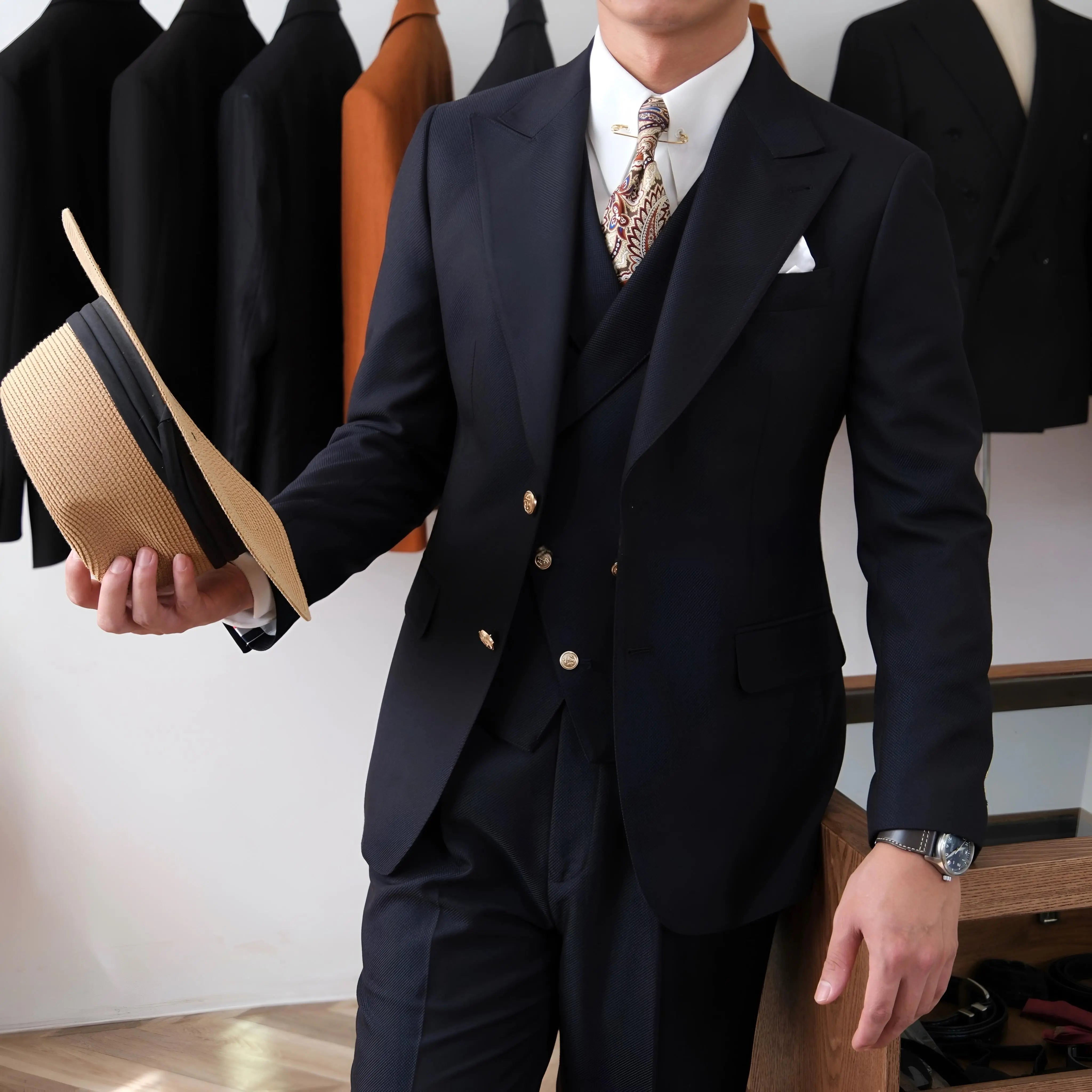 Jet Black Milano Suit (Jacket + Waistcoat + Trousers) - Cross & Crown Cross & Crown