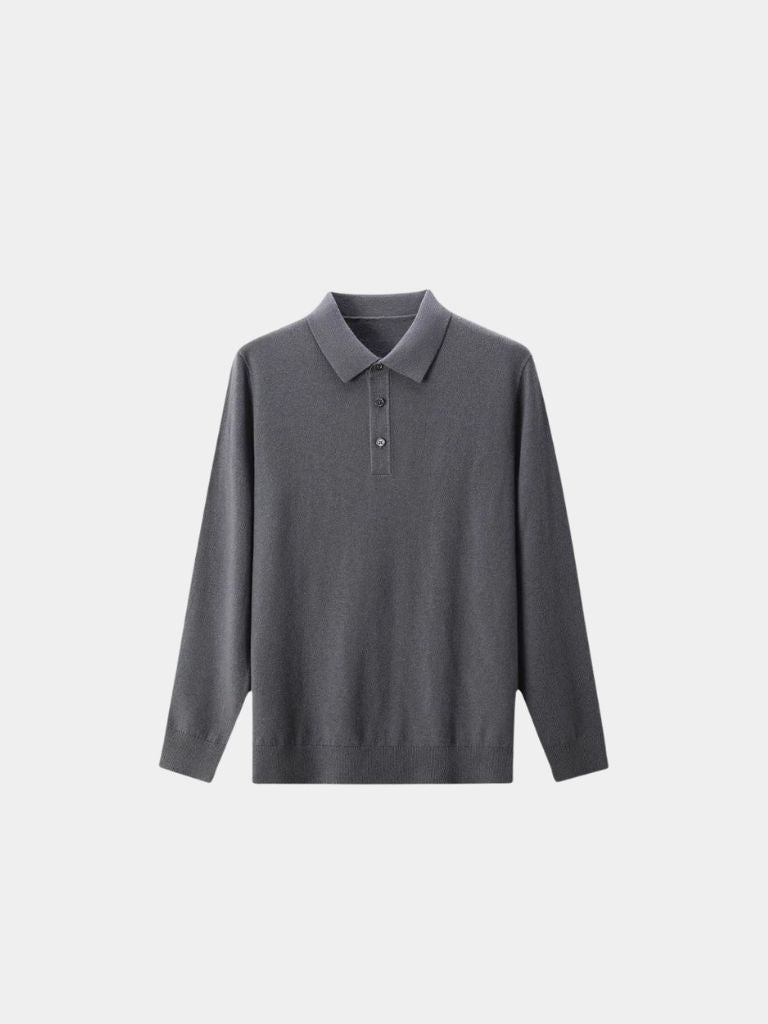 Wool Knit Button Up Polo Pullover - Cross & Crown