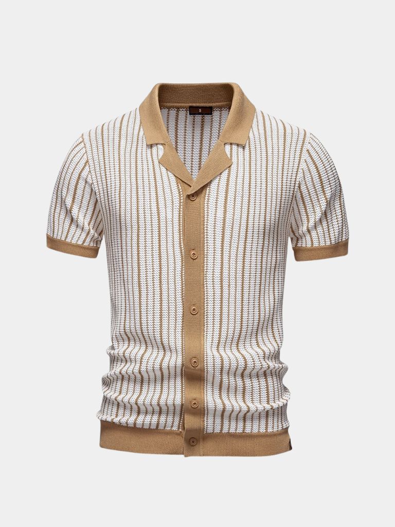 Striped Knit Polo Shirt - Cross & Crown
