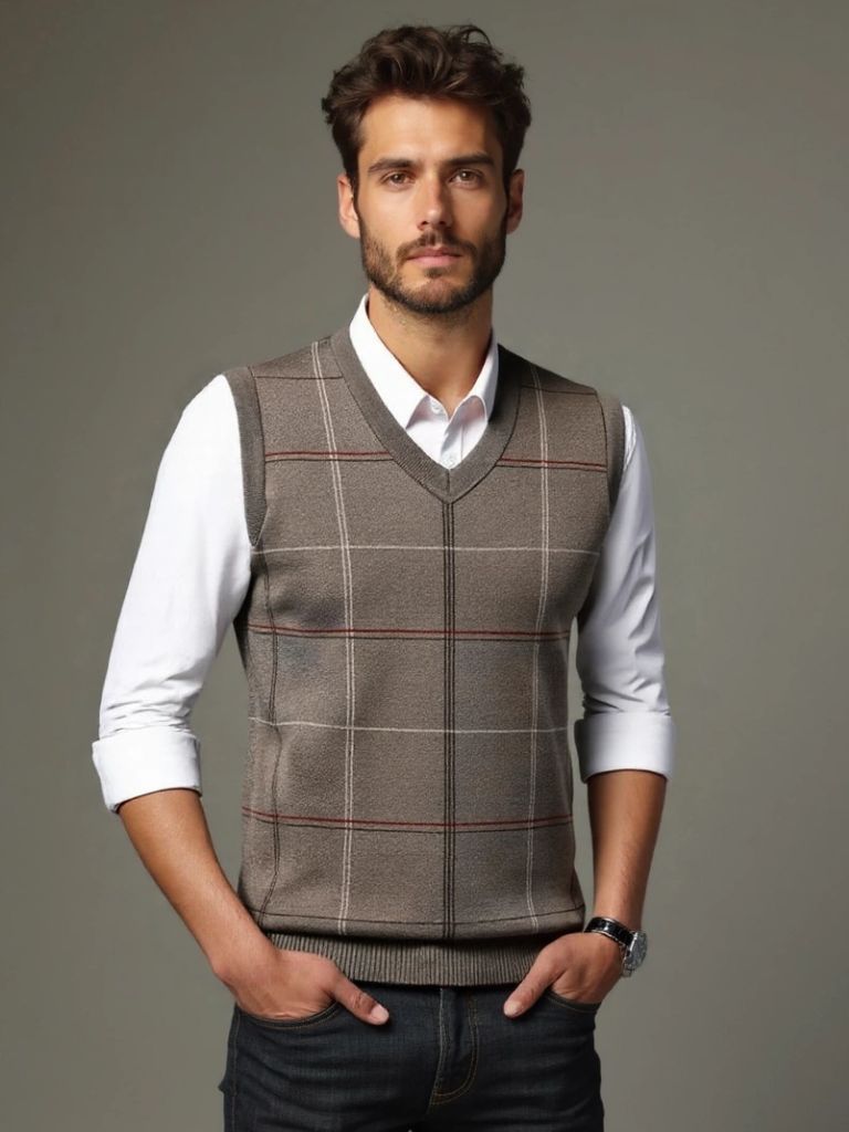 Academic Checkered Kinit Vest - Cross & Crown