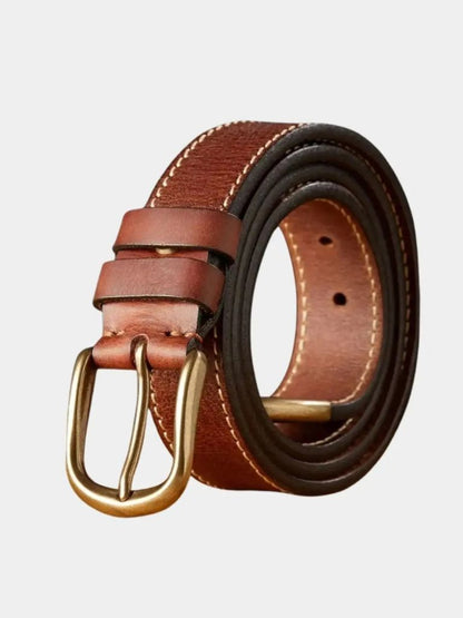 Vintage Leather Thickened Belt - Cross & Crown