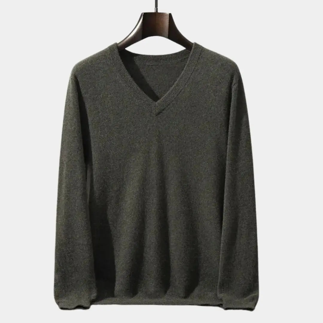 Cashmere V Neck Knitwear Sweater Cross & Crown