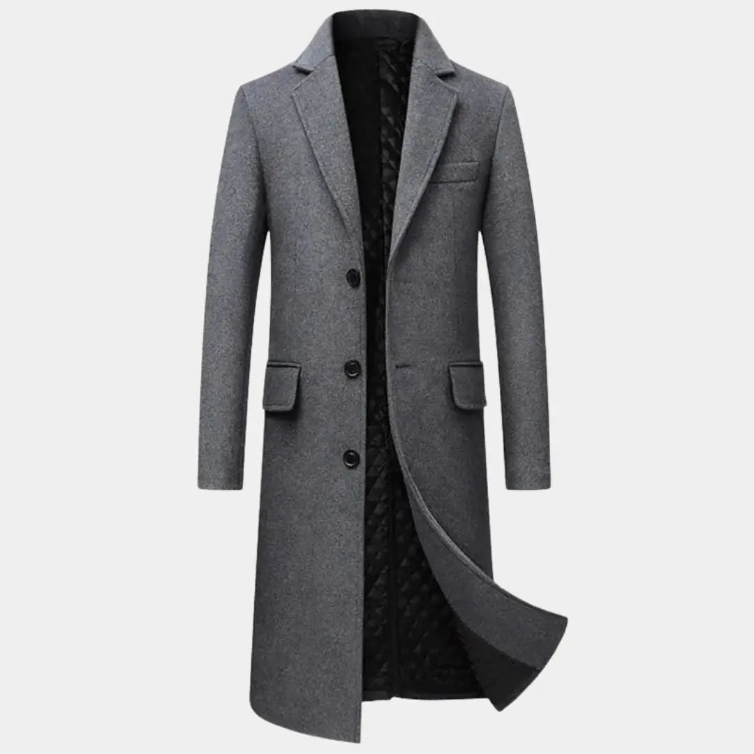 Fashion Casual Jackets Mens Thick Wool Trench Warm Cardigans Blends Coat Windbreaker Solid Mens X-Long Thick Woolen Coats Cross & Crown