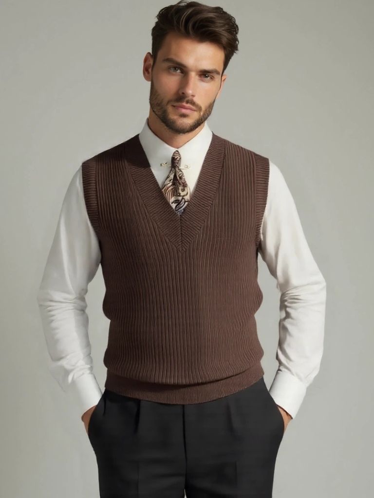 Knit Vest Waistcoat - Cross & Crown