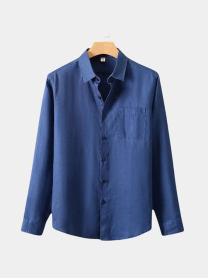 Camicia in lino essenziale a maniche lunghe - <tc>Cross & Crown</tc>