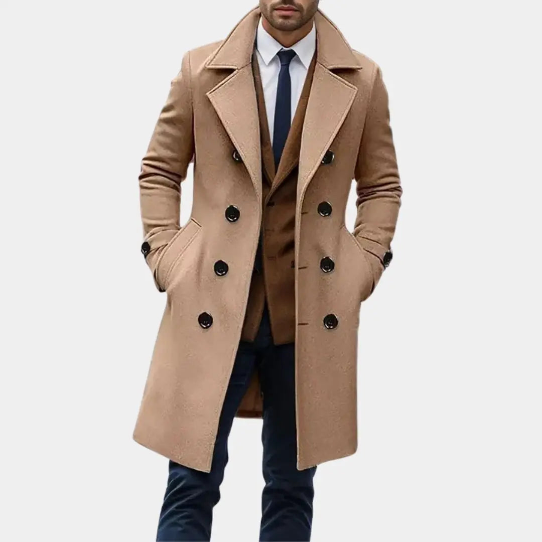 Men's autumn and winter new collection men's coat casual fashion double breasted mid length men's top coat Cross & Crown