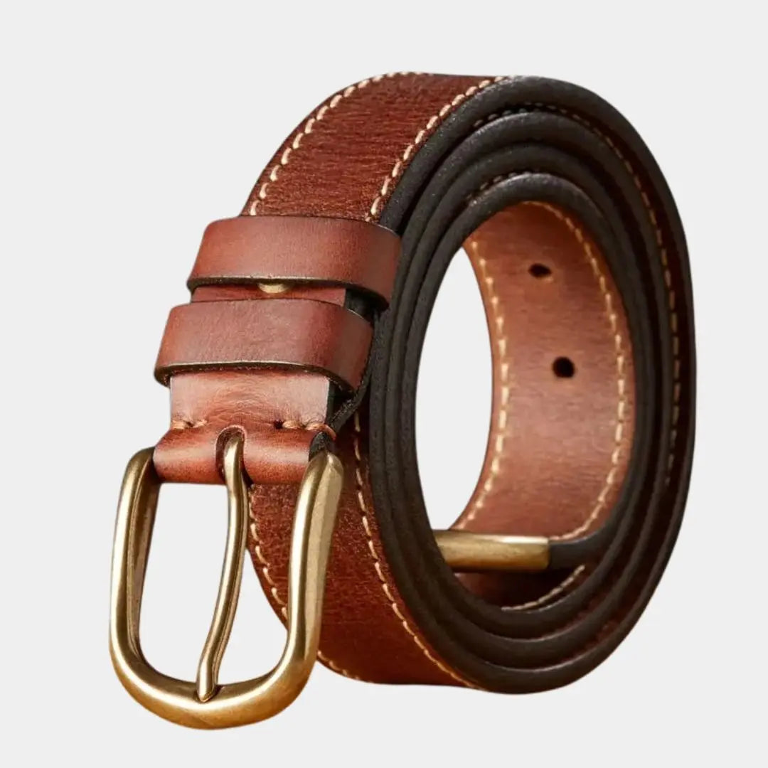 Vintage  Leather Thickened Belt - Cross & Crown Cross & Crown