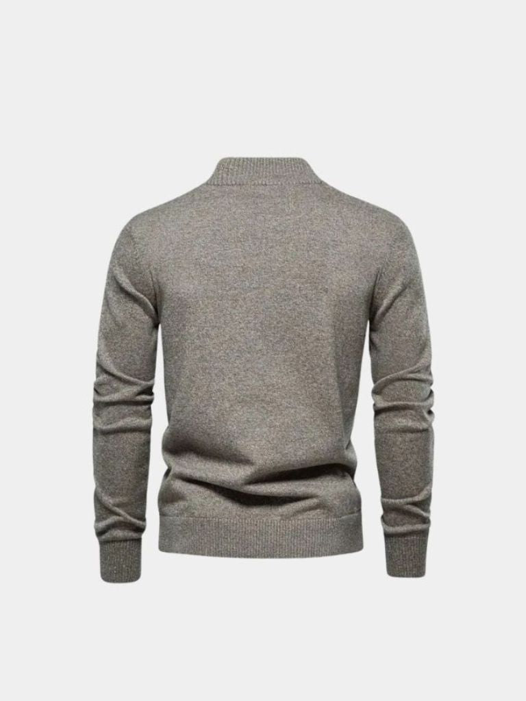 Knitted Stand Collar Cotton Cardigan - Cross & Crown