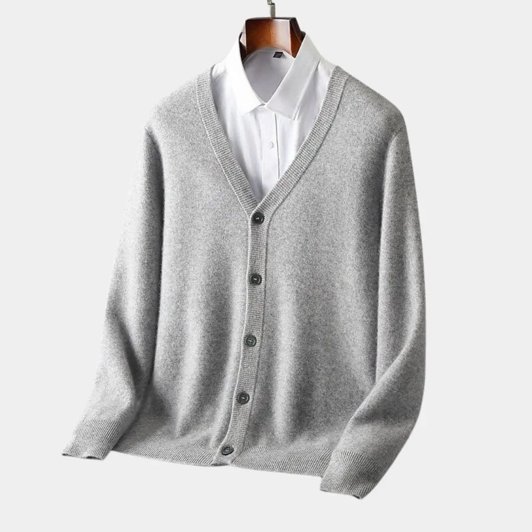 100% Merino Wool V Neck Knitwear Cardigan Sweater - Cross & Crown Cross & Crown