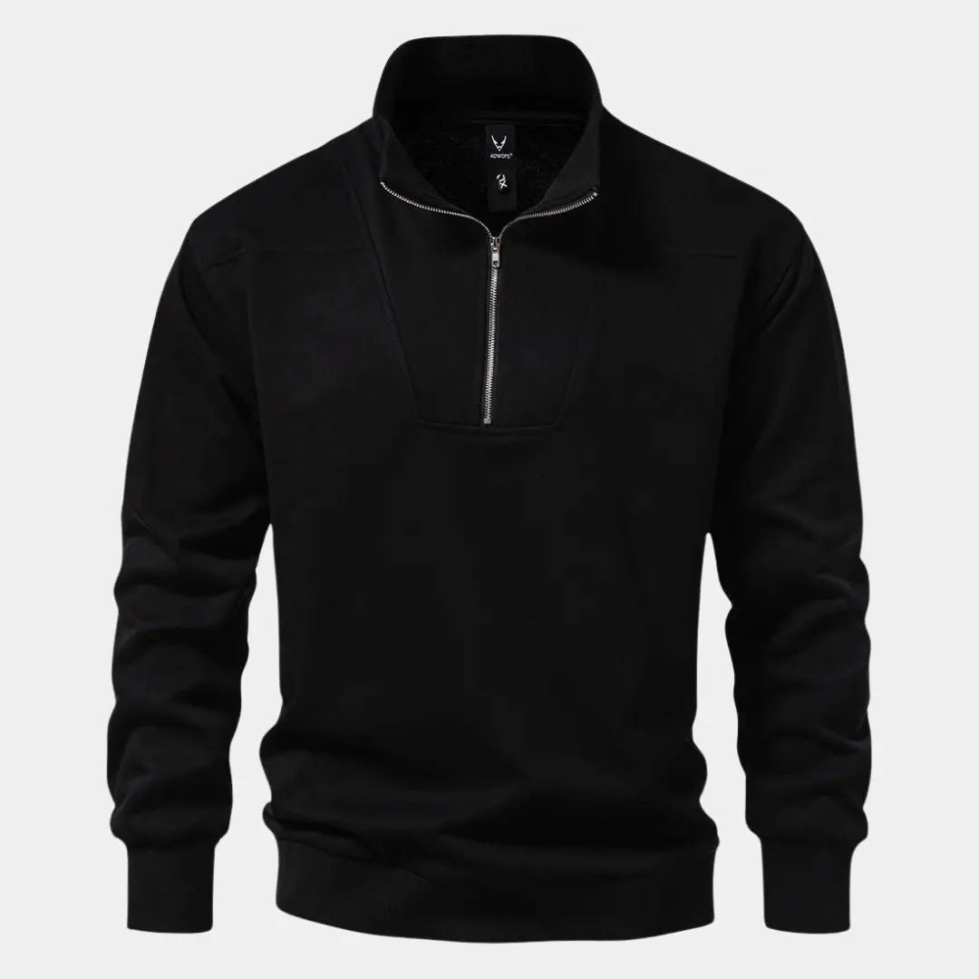 Zip Black Lapel Sports Hoodie Sweatshirt - Cross & Crown Cross & Crown