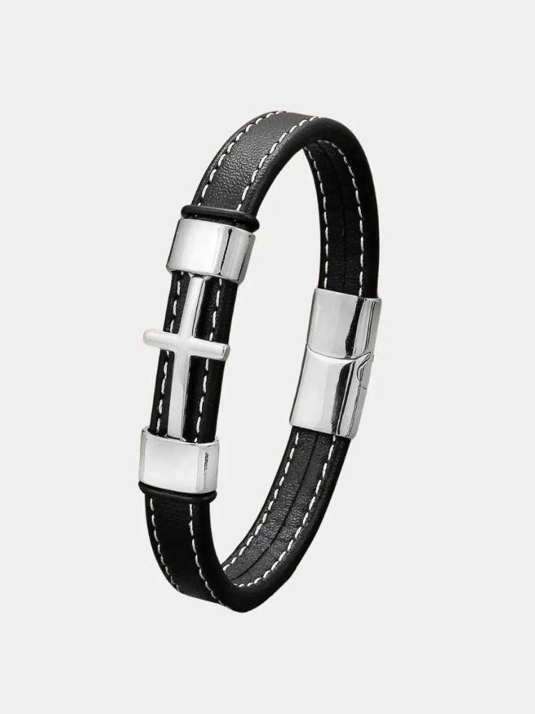 Cross Men's Bracelets Leather - Cross & Crown