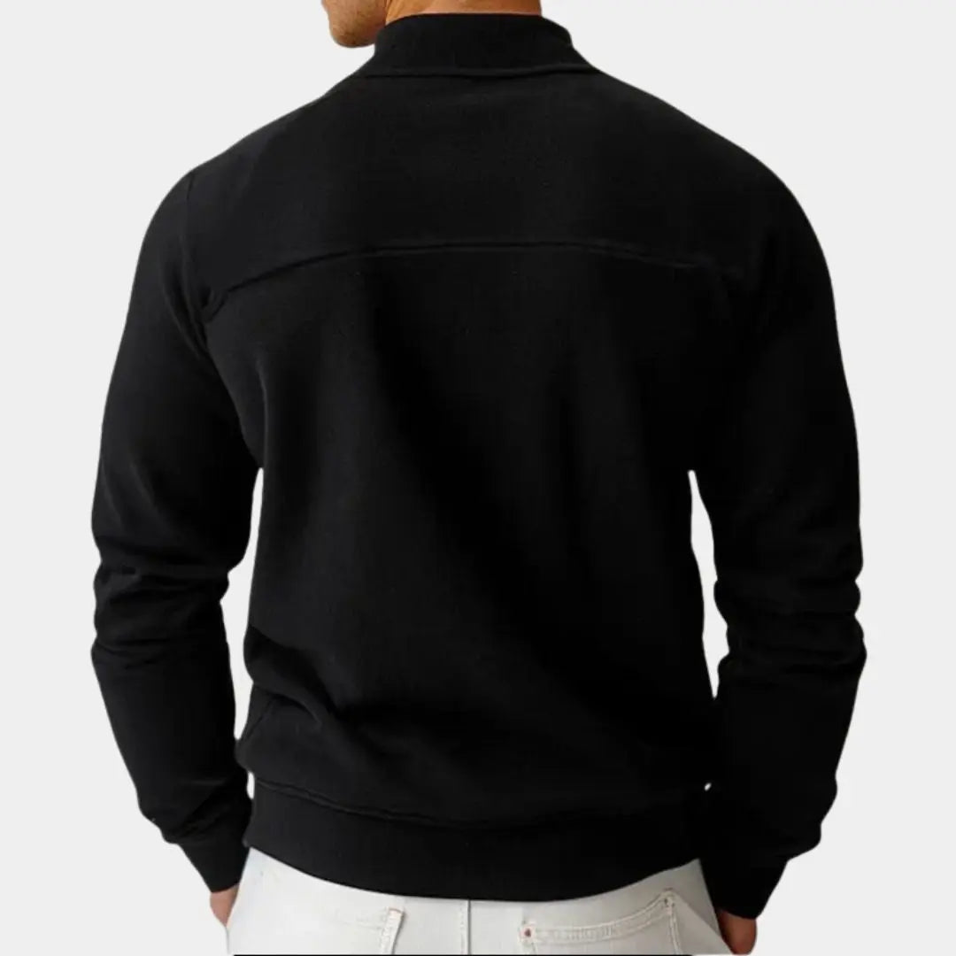 Zip Black Lapel Sports Hoodie Sweatshirt - Cross & Crown Cross & Crown