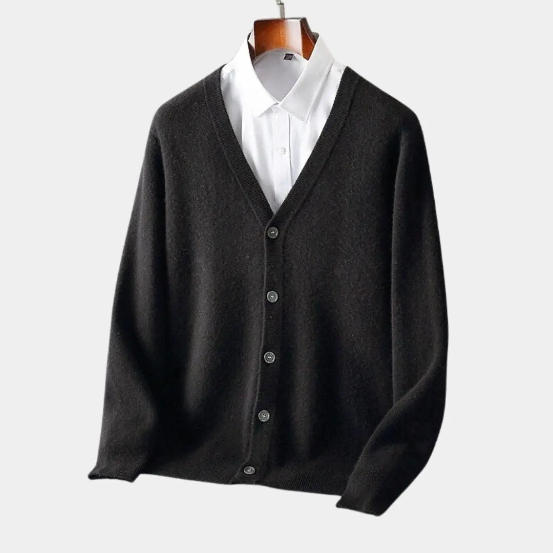 100% Merino Wool V Neck Knitwear Cardigan Sweater - Cross & Crown Cross & Crown