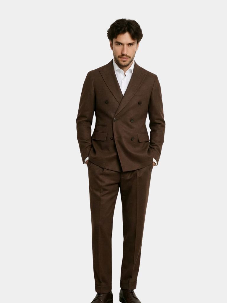 Donkerbruin Garbadine pak - Kruis &amp; Kroon