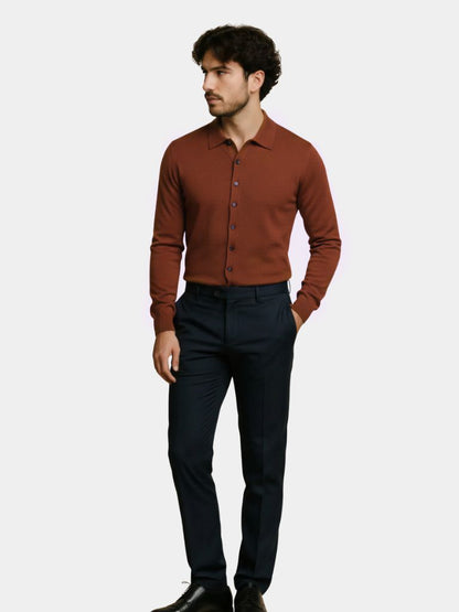 100% Cashmere Polo Cardigan - Cross & Crown