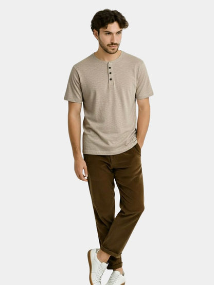 Essential Casual Henley Neck T-Shirt - Cross & Crown