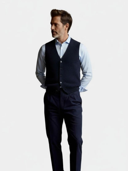 Cashmere Cardigan Vest  - Cross & Crown