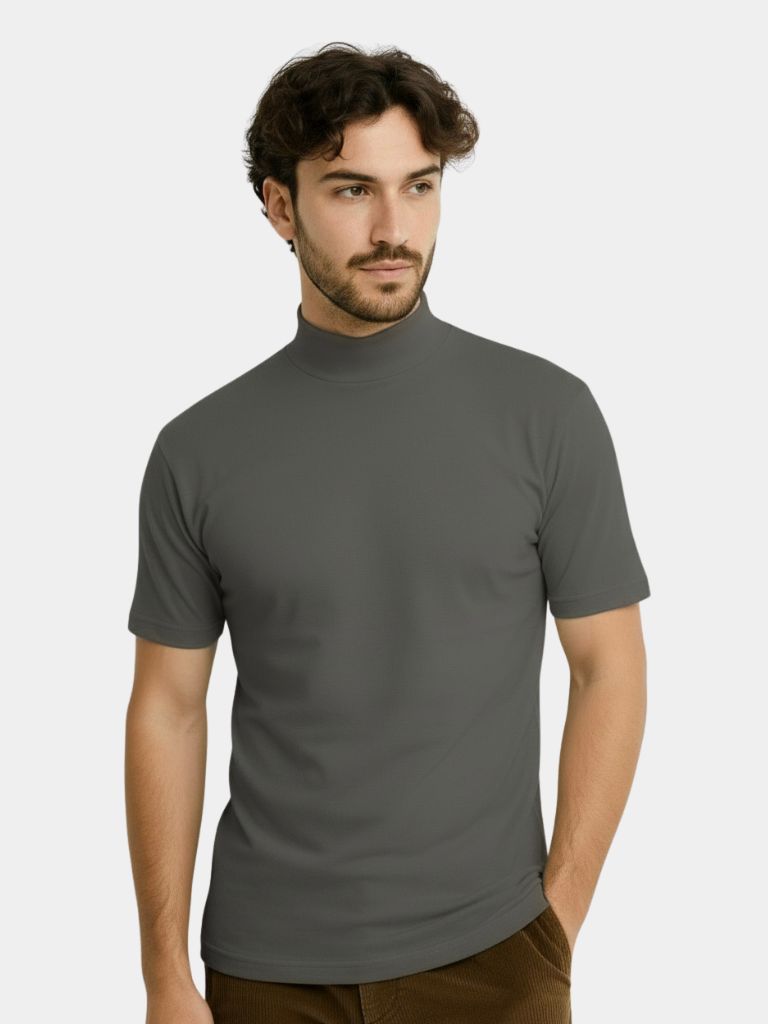 Solid Casual Turtle Neck T-Shirt - Cross & Crown