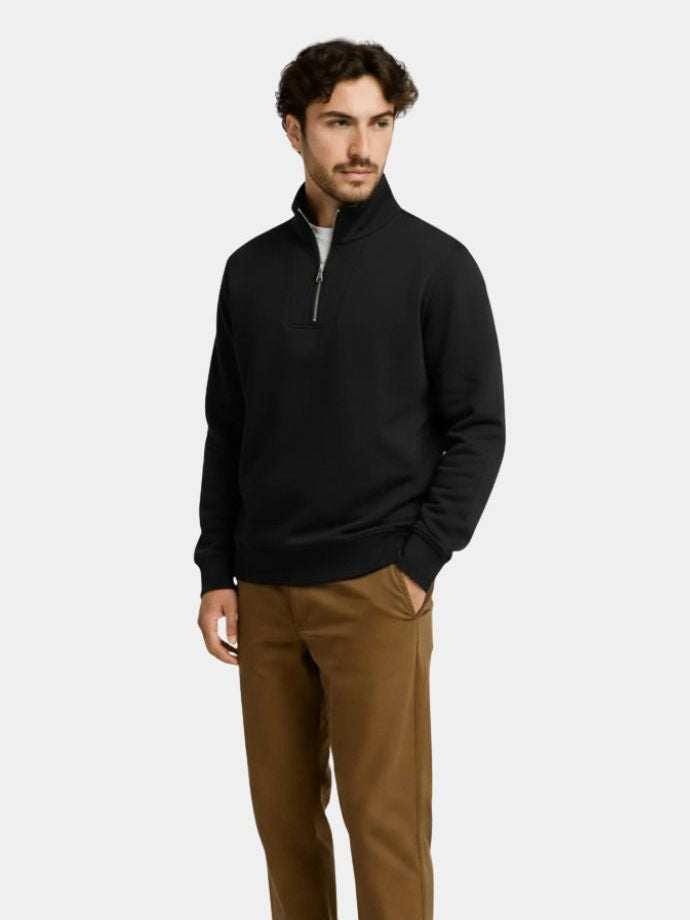 Zip Black Lapel Sports Hoodie Sweatshirt - Cross & Crown