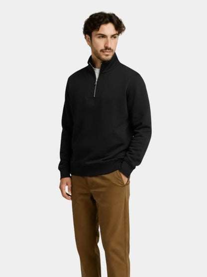 Zip Black Lapel Sports Hoodie Sweatshirt - Cross & Crown