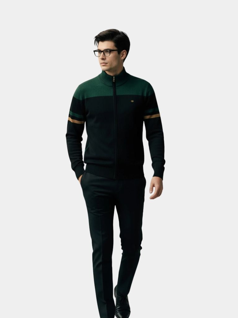 Cardigan Sweater Zipper Standing Collar Knitwear - Cross & Crown