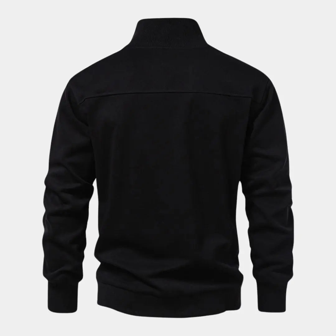 Zip Black Lapel Sports Hoodie Sweatshirt - Cross & Crown Cross & Crown