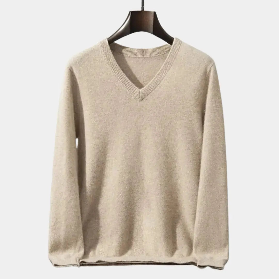 Cashmere V Neck Knitwear Sweater Cross & Crown