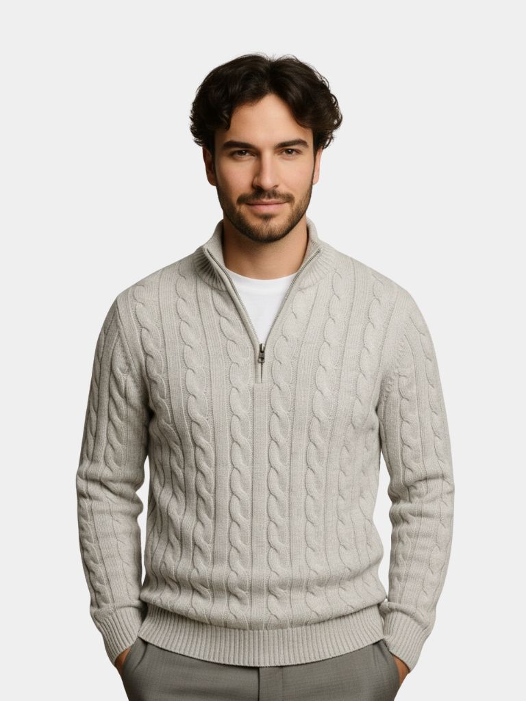 Essential Half Zip Curve Sweater - Cross & Crown