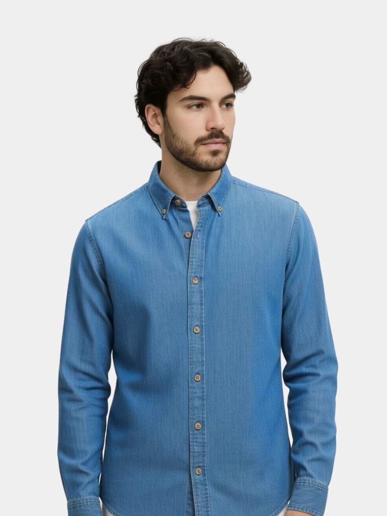 Elegant Denim Shirt - Cross & Crown