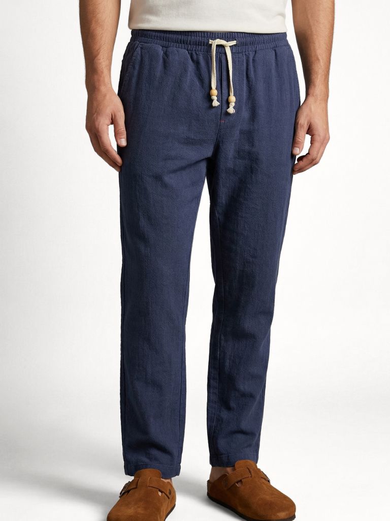 Azure Coast Linen Trousers - Cross & Crown