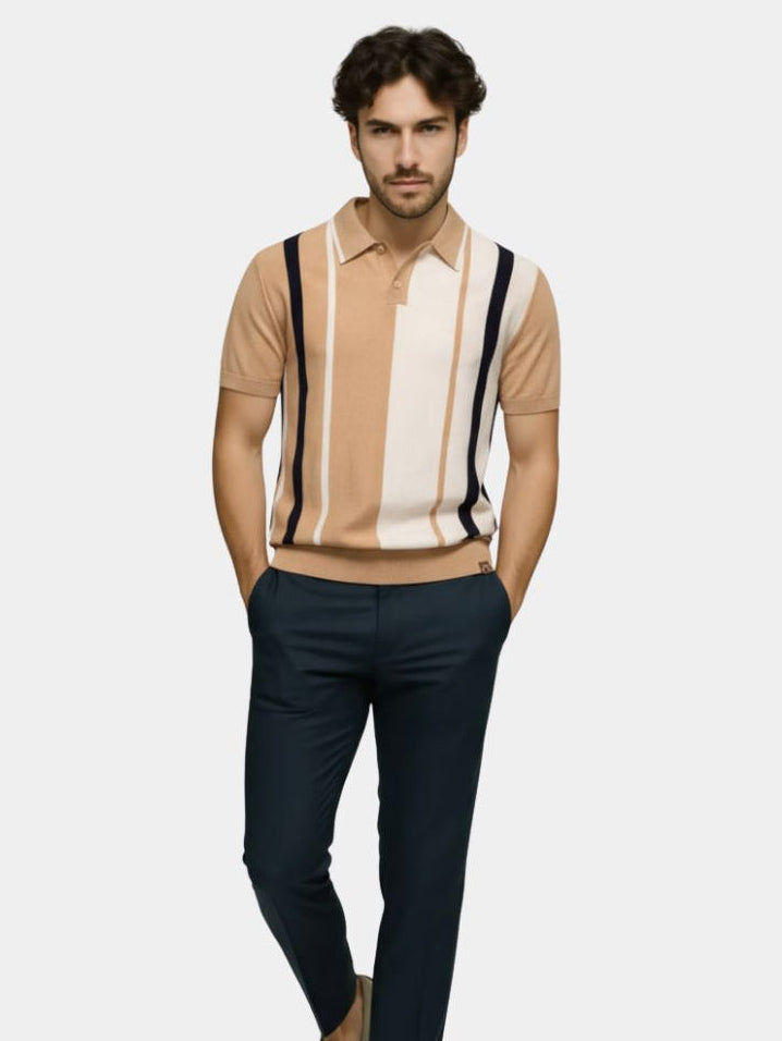 Retro Stripe Polo – Cross & Crown