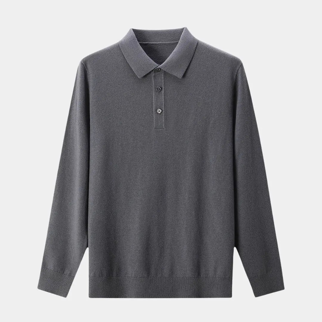 Wool Knit Button Up Polo Sweater - Cross & Crown Cross & Crown